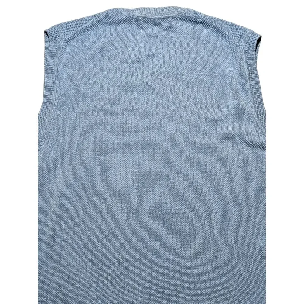 Turnbury 1980s‎ Sky Blue Cotton Knit Sweater Vest XL | Made in Hong Kong Vintage